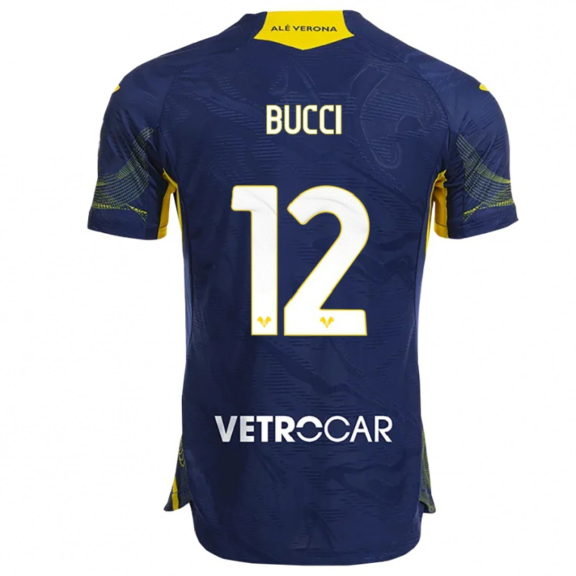 Danxen Bambino Maglia Irene Bucci #12 Blu Navy Giallo Kit Gara Home 2025/26 Maglietta