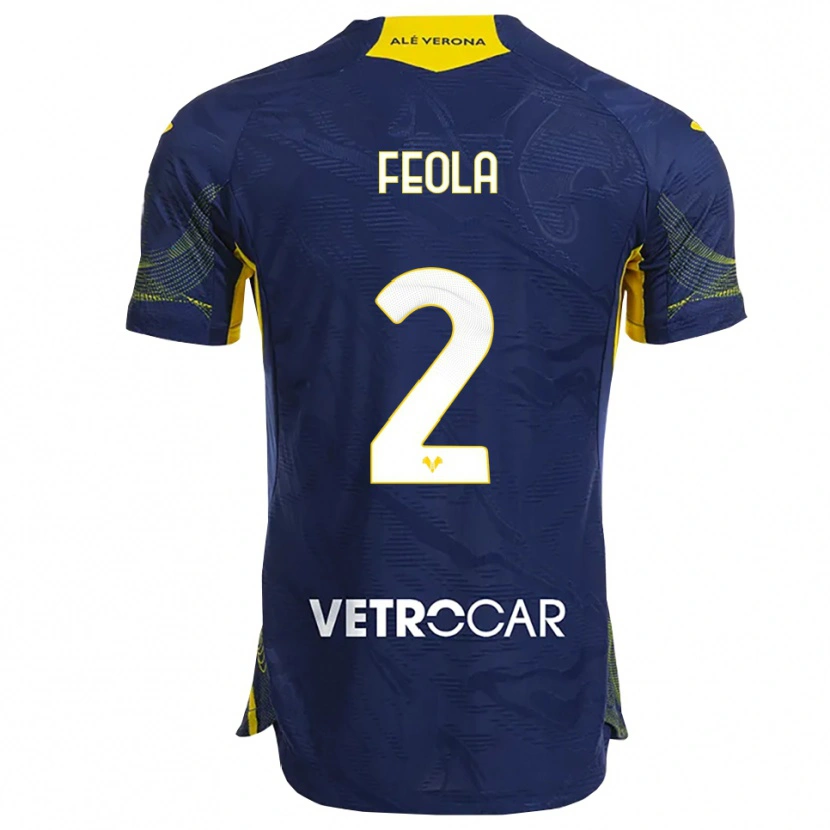 Danxen Bambino Maglia William Feola #2 Blu Navy Giallo Kit Gara Home 2025/26 Maglietta