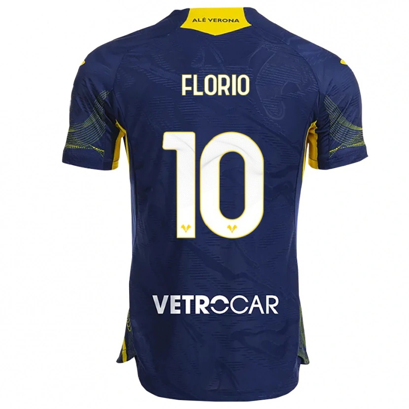 Danxen Bambino Maglia Mattia Florio #10 Blu Navy Giallo Kit Gara Home 2025/26 Maglietta
