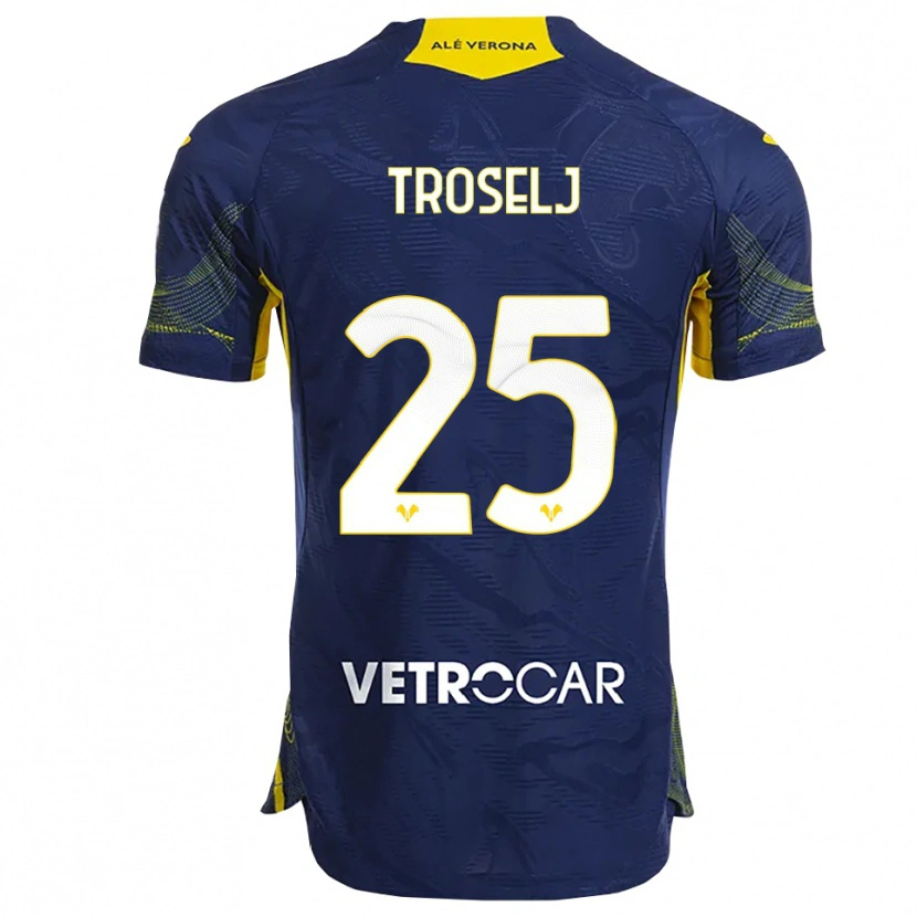 Danxen Bambino Maglia Ethan Troselj #25 Blu Navy Giallo Kit Gara Home 2025/26 Maglietta