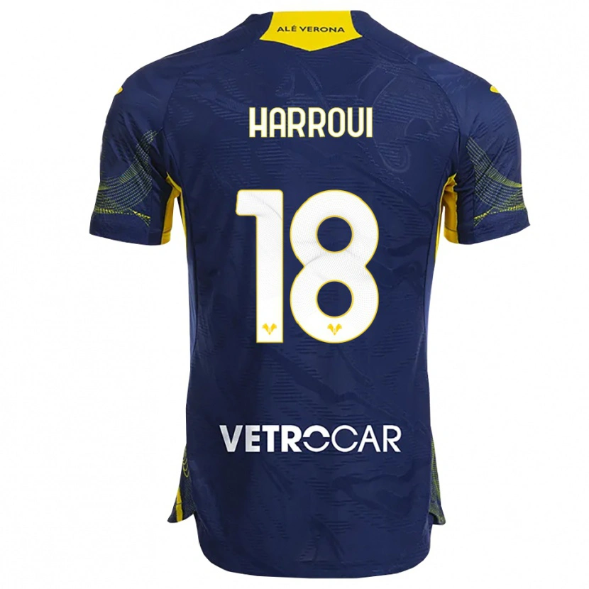 Danxen Bambino Maglia Abdou Harroui #18 Blu Navy Giallo Kit Gara Home 2025/26 Maglietta