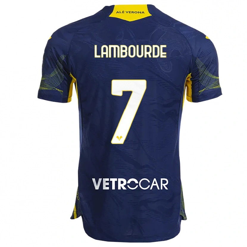 Danxen Bambino Maglia Mathis Lambourde #7 Blu Navy Giallo Kit Gara Home 2025/26 Maglietta