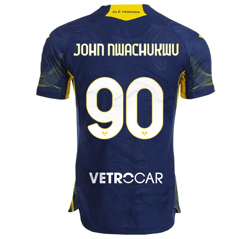 Danxen Bambino Maglia Samuel John Nwachukwu #90 Blu Navy Giallo Kit Gara Home 2025/26 Maglietta