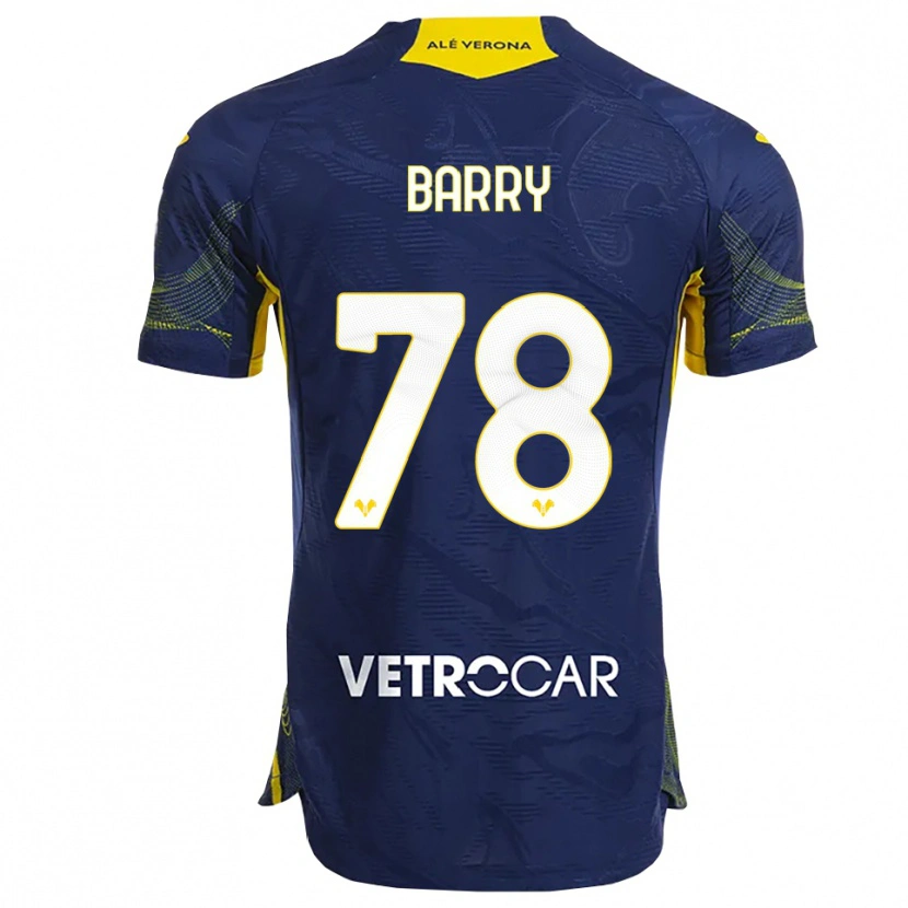 Danxen Bambino Maglia Oumar Barry #78 Blu Navy Giallo Kit Gara Home 2025/26 Maglietta