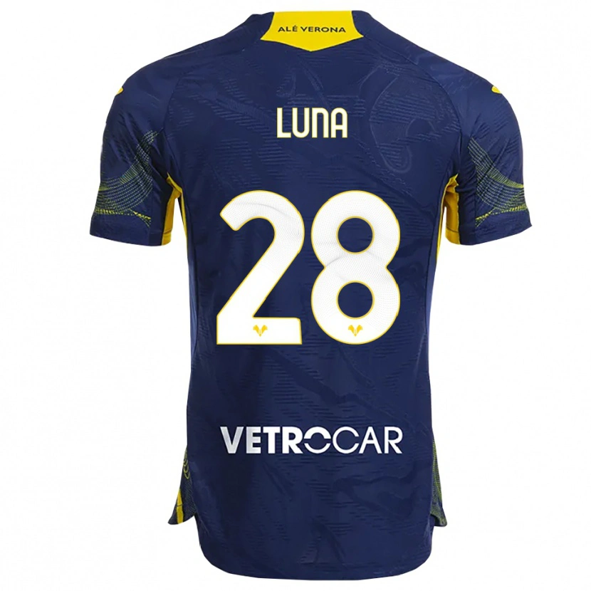 Danxen Bambino Maglia Agustín Luna #28 Blu Navy Giallo Kit Gara Home 2025/26 Maglietta