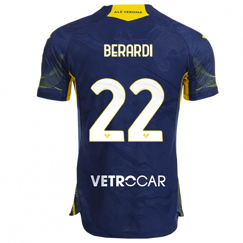 Danxen Bambino Maglia Alessandro Berardi #22 Blu Navy Giallo Kit Gara Home 2025/26 Maglietta