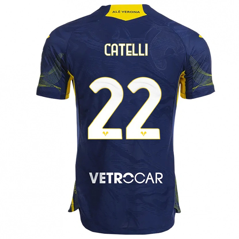 Danxen Bambino Maglia Anna Catelli #22 Blu Navy Giallo Kit Gara Home 2025/26 Maglietta
