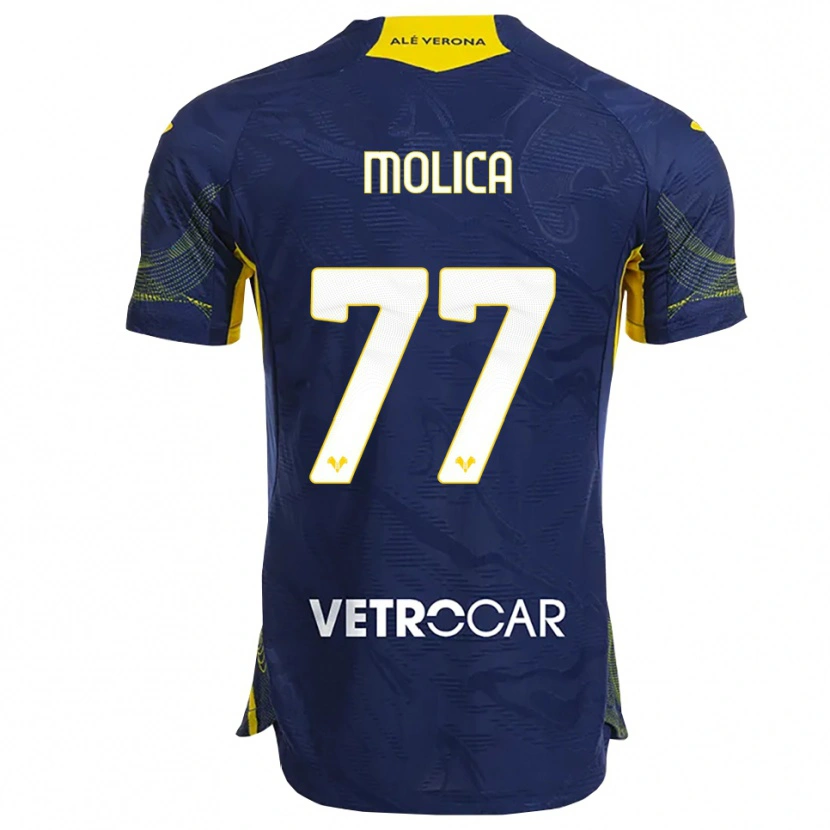 Danxen Bambino Maglia Francesco Molica #77 Blu Navy Giallo Kit Gara Home 2025/26 Maglietta