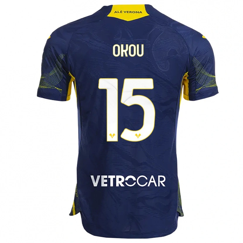 Danxen Bambino Maglia Yllan Okou #15 Blu Navy Giallo Kit Gara Home 2025/26 Maglietta