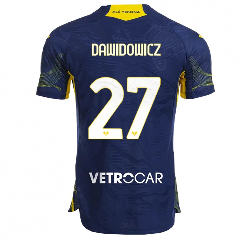 Danxen Bambino Maglia Pawel Dawidowicz #27 Blu Navy Giallo Kit Gara Home 2025/26 Maglietta