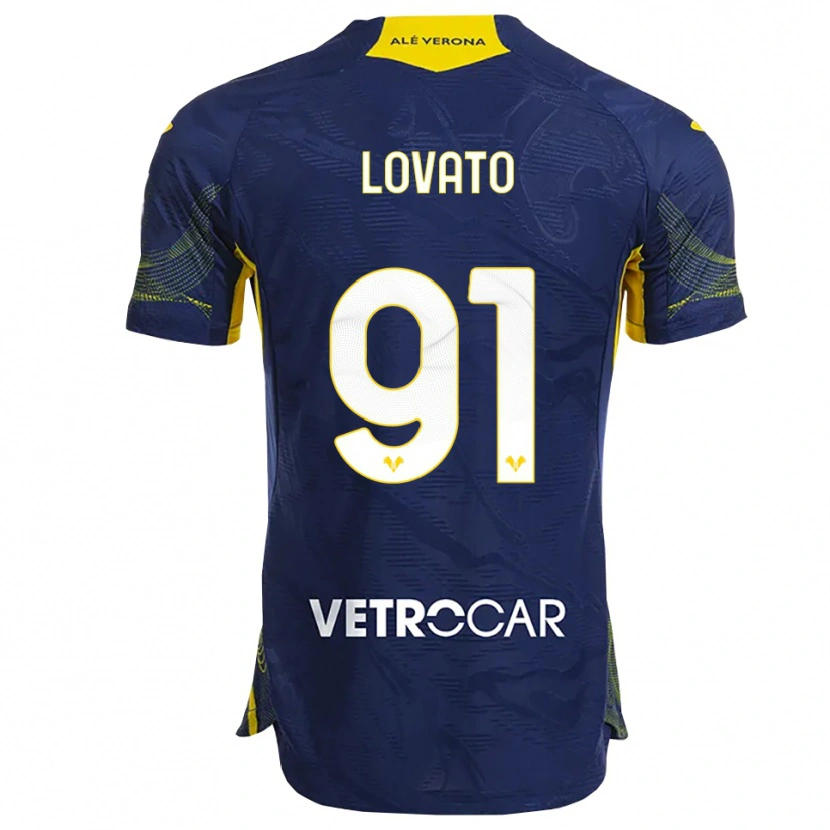 Danxen Bambino Maglia Enrico Lovato #91 Blu Navy Giallo Kit Gara Home 2025/26 Maglietta