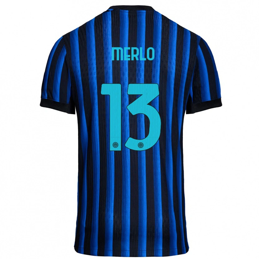 Danxen Bambino Maglia Beatrice Merlo #13 Nero Blu Kit Gara Home 2025/26 Maglietta