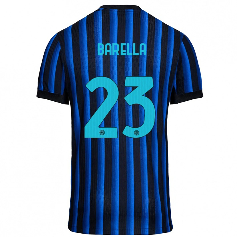 Danxen Bambino Maglia Nicolò Barella #23 Nero Blu Kit Gara Home 2025/26 Maglietta