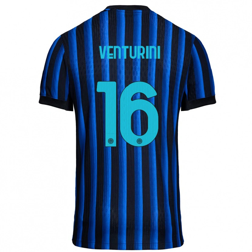 Danxen Bambino Maglia Matteo Venturini #16 Nero Blu Kit Gara Home 2025/26 Maglietta