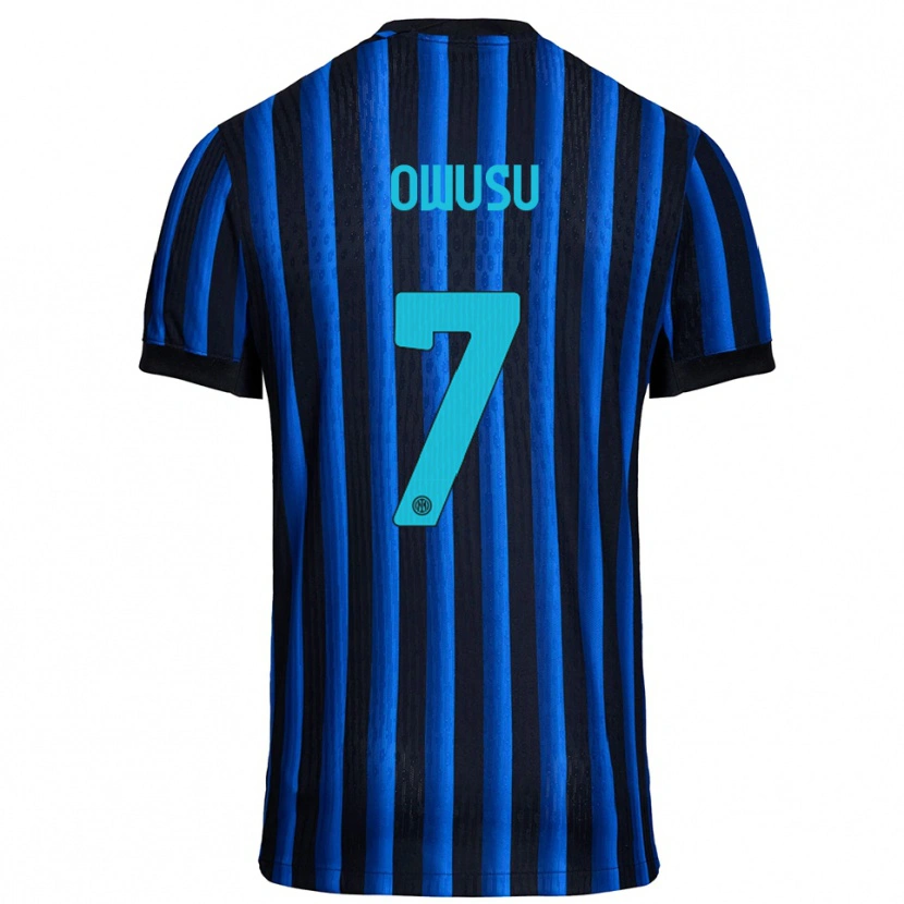 Danxen Bambino Maglia Enoch Owusu #7 Nero Blu Kit Gara Home 2025/26 Maglietta