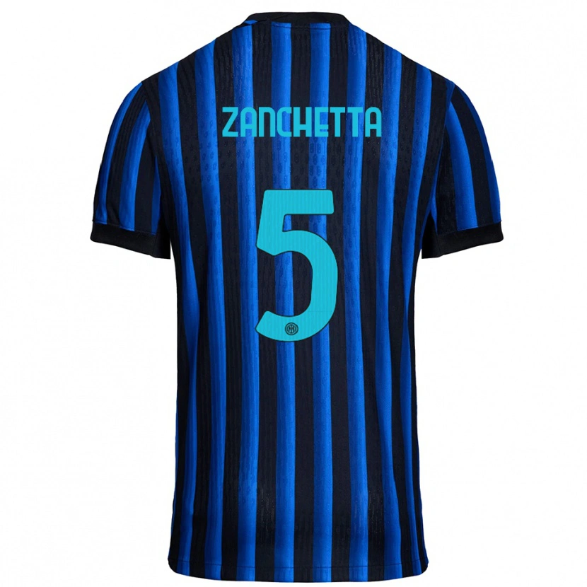 Danxen Bambino Maglia Mattia Zanchetta #5 Nero Blu Kit Gara Home 2025/26 Maglietta