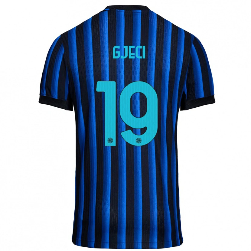 Danxen Bambino Maglia Delis Gjeci #19 Nero Blu Kit Gara Home 2025/26 Maglietta