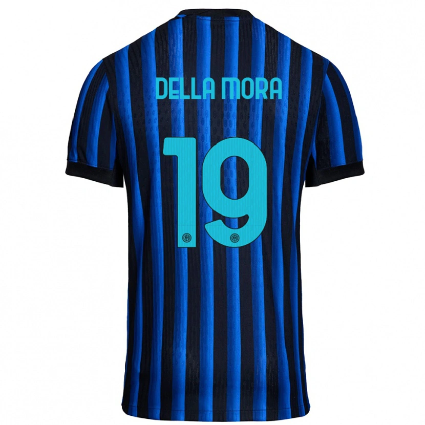Danxen Bambino Maglia Tommaso Della Mora #19 Nero Blu Kit Gara Home 2025/26 Maglietta