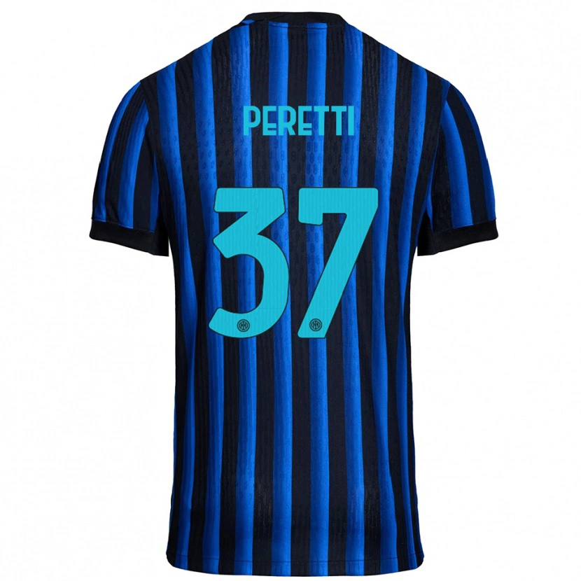 Danxen Bambino Maglia Lorenzo Peretti #37 Nero Blu Kit Gara Home 2025/26 Maglietta