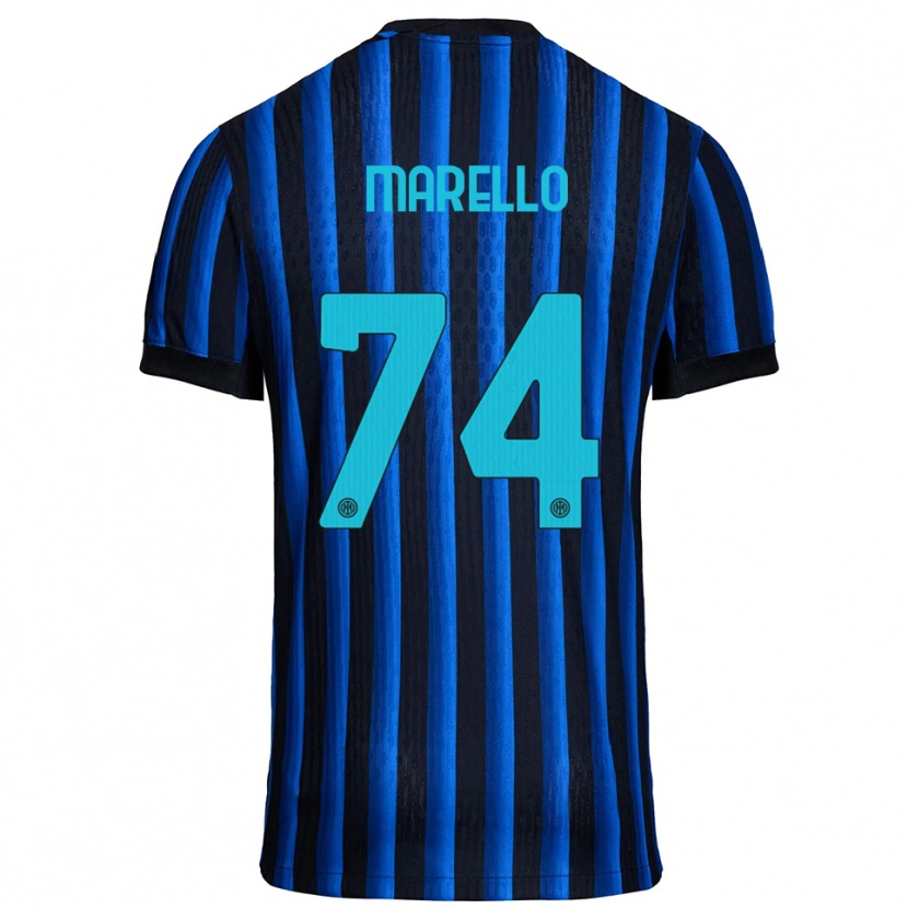Danxen Bambino Maglia Mattia Marello #74 Nero Blu Kit Gara Home 2025/26 Maglietta