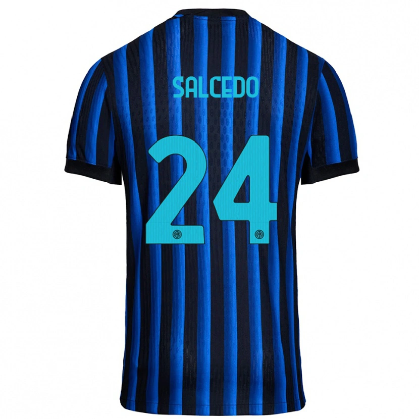 Danxen Bambino Maglia Eddie Salcedo #24 Nero Blu Kit Gara Home 2025/26 Maglietta