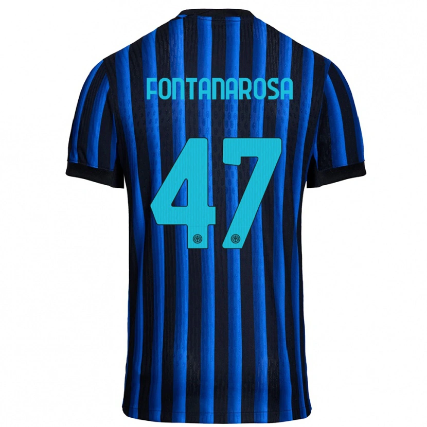 Danxen Bambino Maglia Alessandro Fontanarosa #47 Nero Blu Kit Gara Home 2025/26 Maglietta