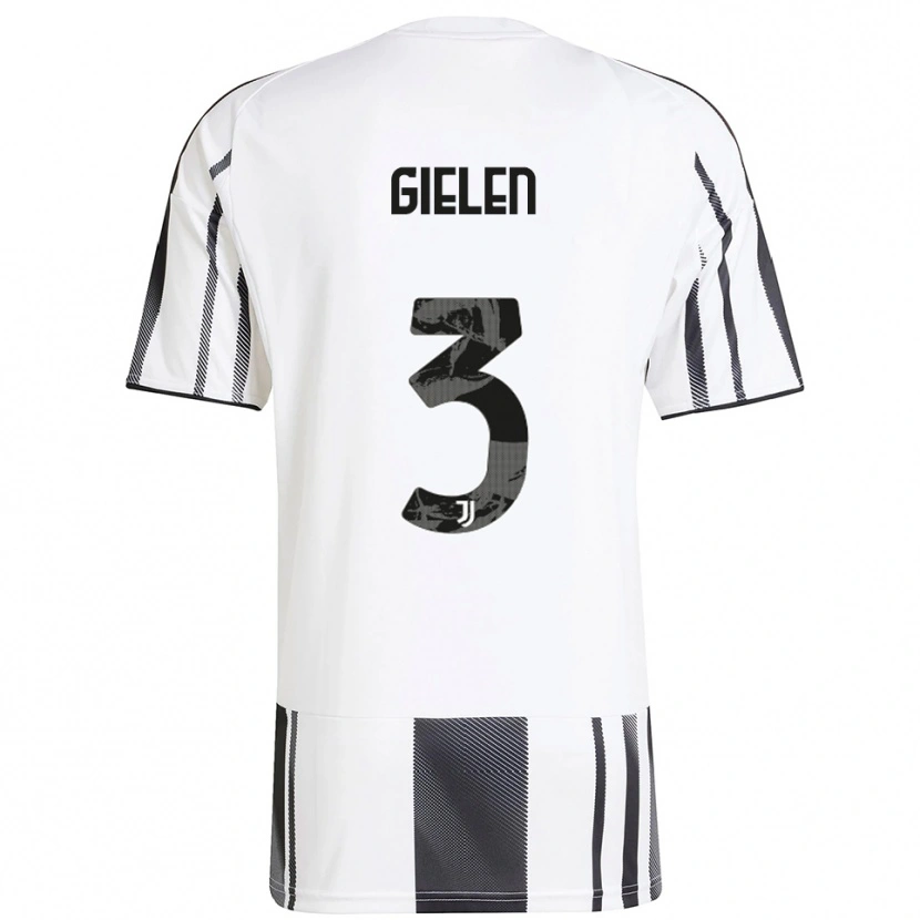 Danxen Bambino Maglia Wout Gielen #3 Bianco Nero Kit Gara Home 2025/26 Maglietta