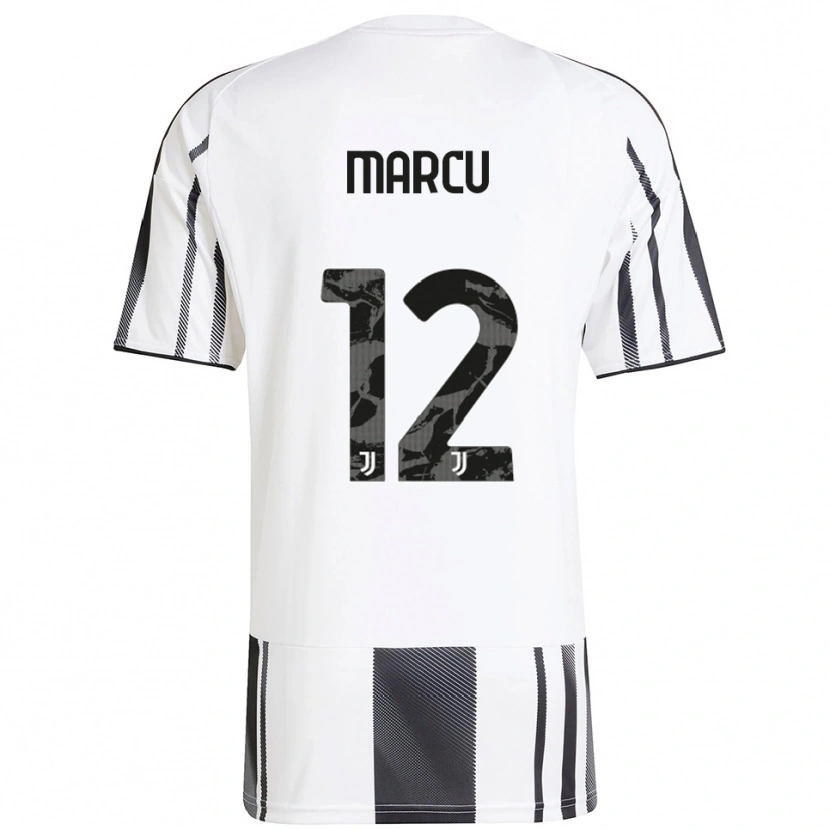 Danxen Bambino Maglia Alessio Marcu #12 Bianco Nero Kit Gara Home 2025/26 Maglietta