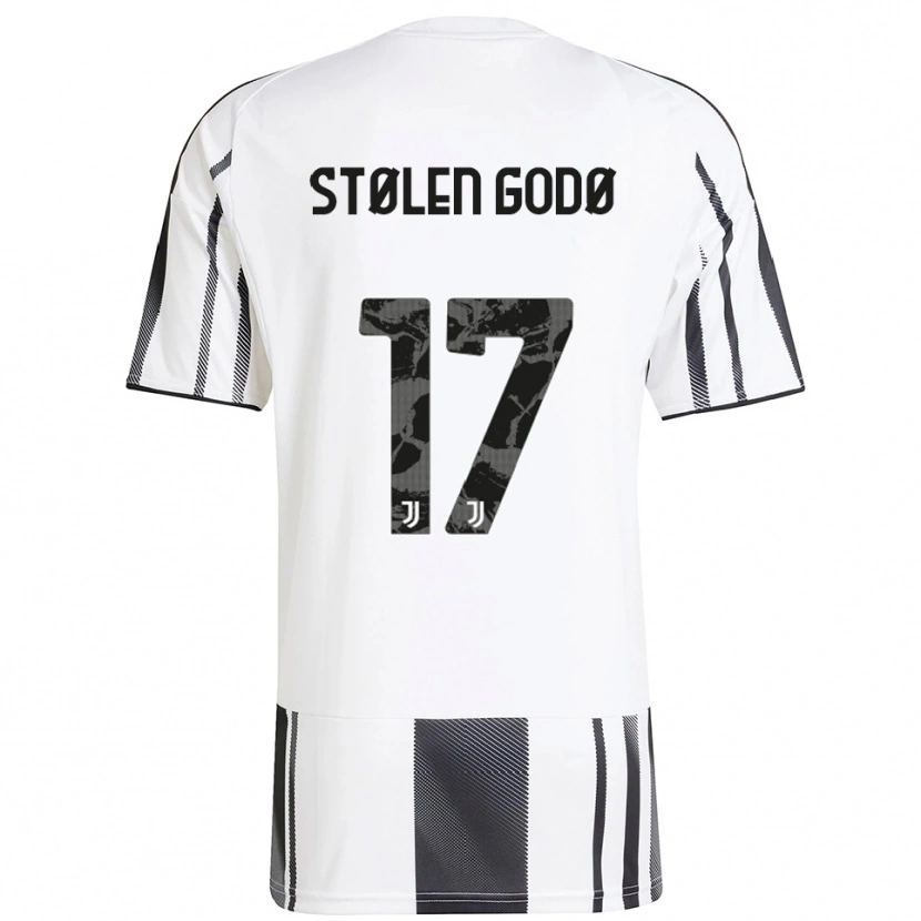 Danxen Bambino Maglia Emma Stølen Godø #17 Bianco Nero Kit Gara Home 2025/26 Maglietta