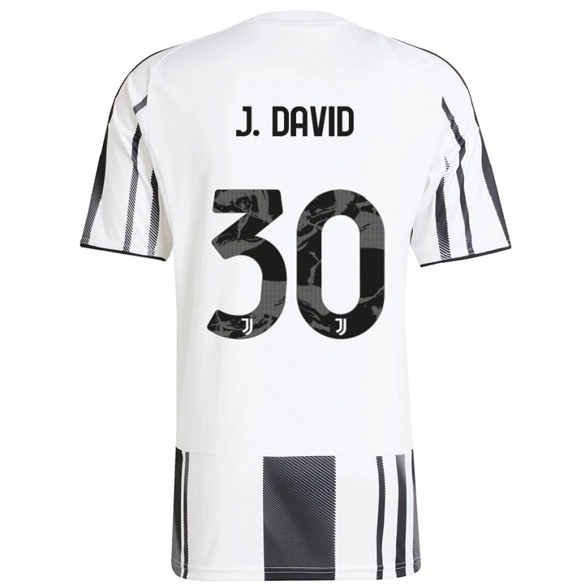 Danxen Bambino Maglia Jonathan David #30 Bianco Nero Kit Gara Home 2025/26 Maglietta