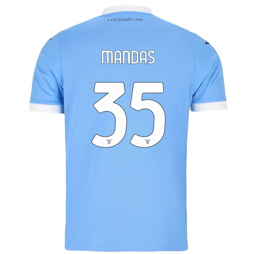 Danxen Bambino Maglia Christos Mandas #35 Azzurro Bianco Kit Gara Home 2025/26 Maglietta