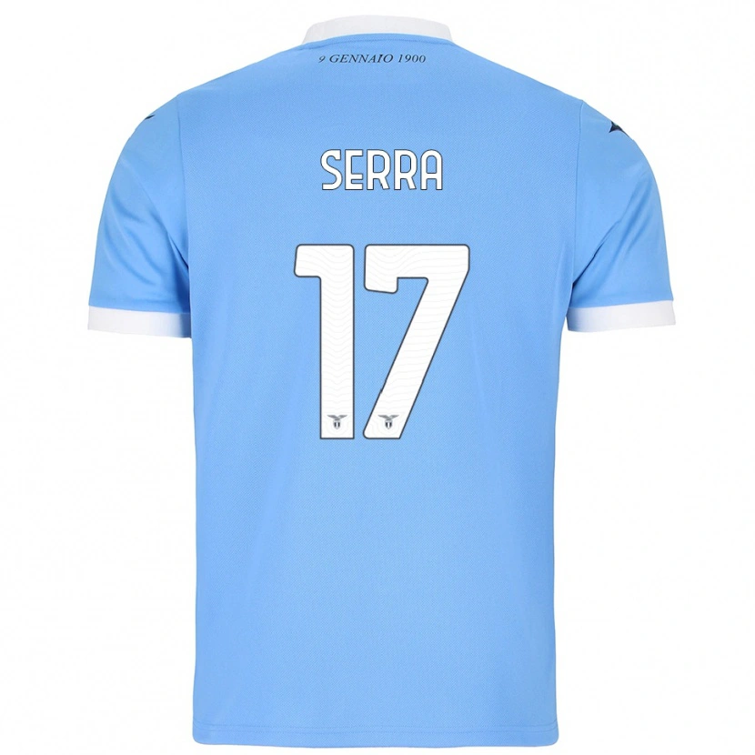 Danxen Bambino Maglia Federico Serra #17 Azzurro Bianco Kit Gara Home 2025/26 Maglietta