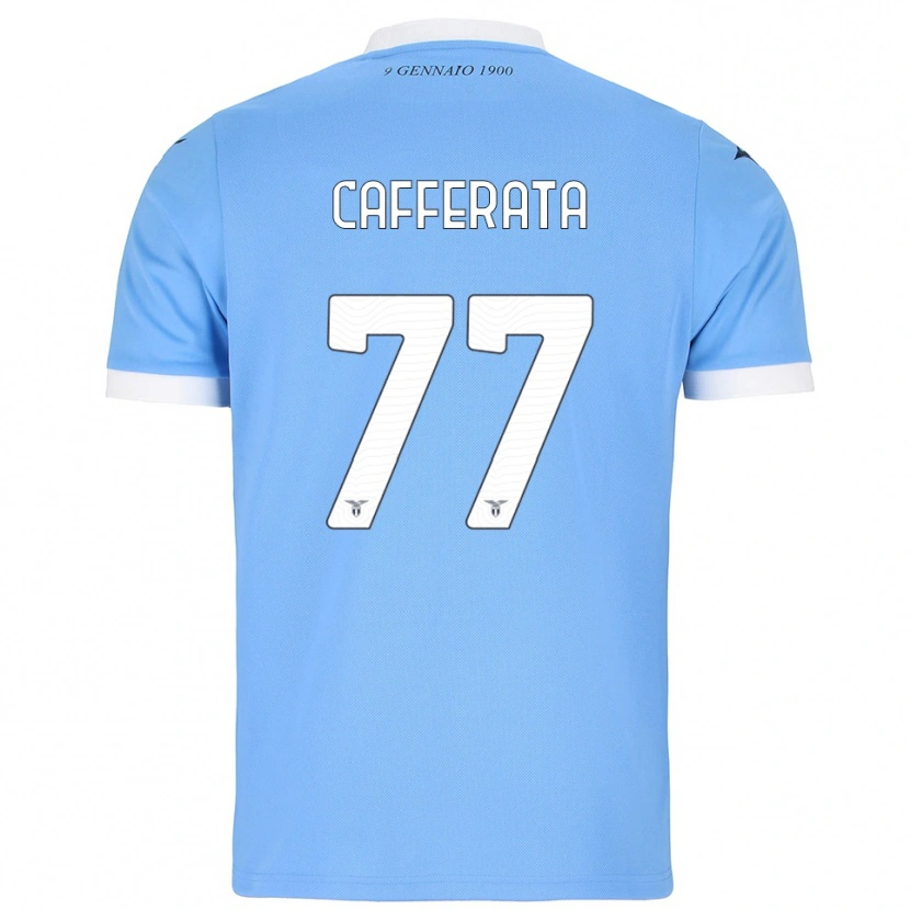 Danxen Bambino Maglia Federica Cafferata #77 Azzurro Bianco Kit Gara Home 2025/26 Maglietta