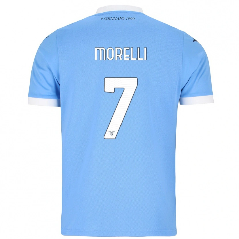 Danxen Bambino Maglia Matteo Morelli #7 Azzurro Bianco Kit Gara Home 2025/26 Maglietta