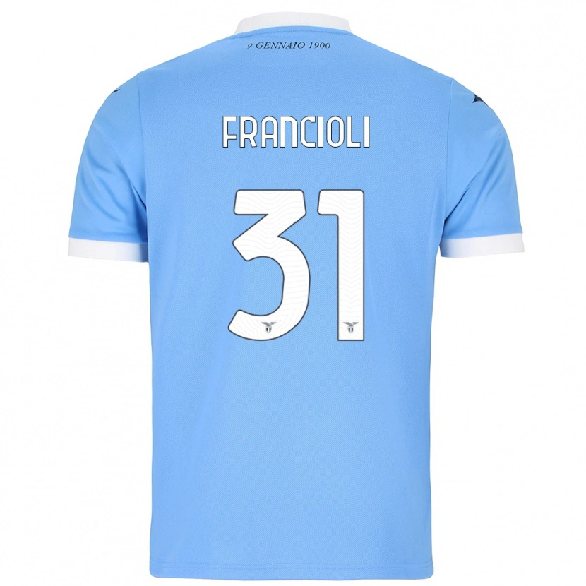 Danxen Bambino Maglia Diego Francioli #31 Azzurro Bianco Kit Gara Home 2025/26 Maglietta