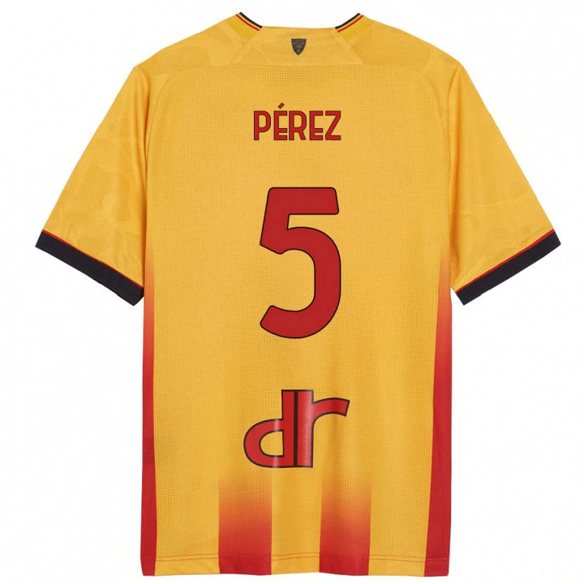 Danxen Bambino Maglia Matías Pérez #5 Giallo Arancione Kit Gara Home 2025/26 Maglietta