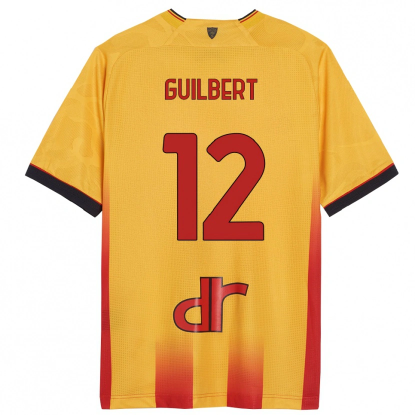 Danxen Bambino Maglia Frédéric Guilbert #12 Giallo Arancione Kit Gara Home 2025/26 Maglietta