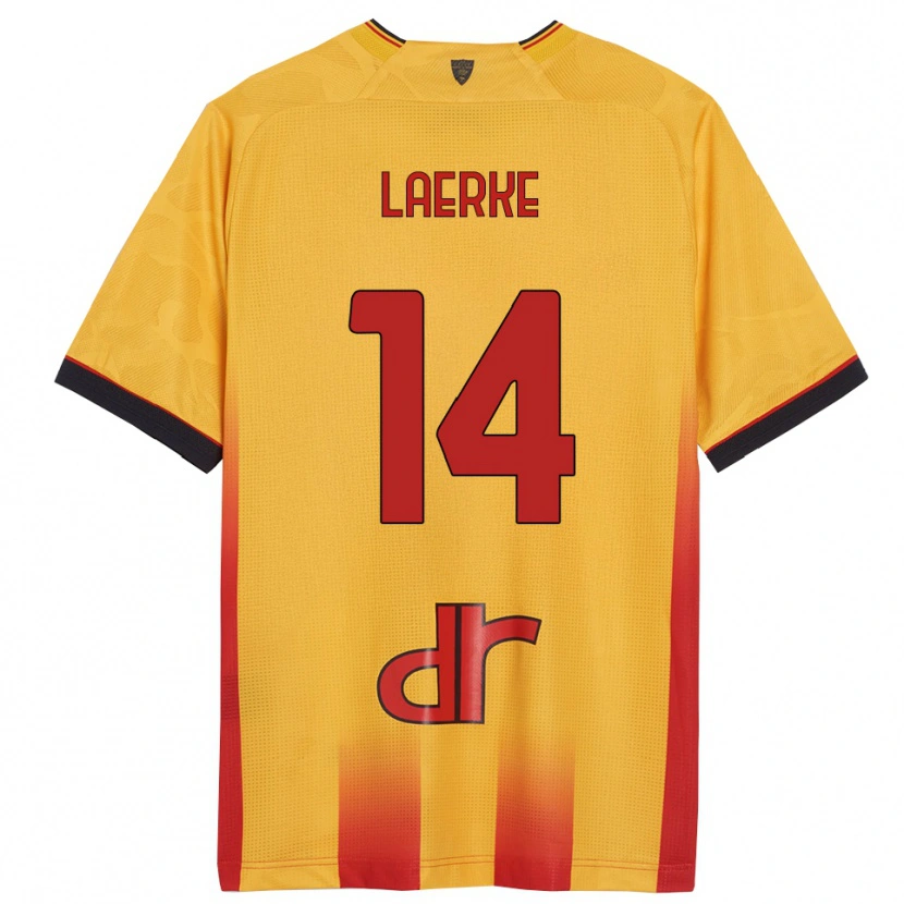 Danxen Bambino Maglia Hjalte Laerke #14 Giallo Arancione Kit Gara Home 2025/26 Maglietta