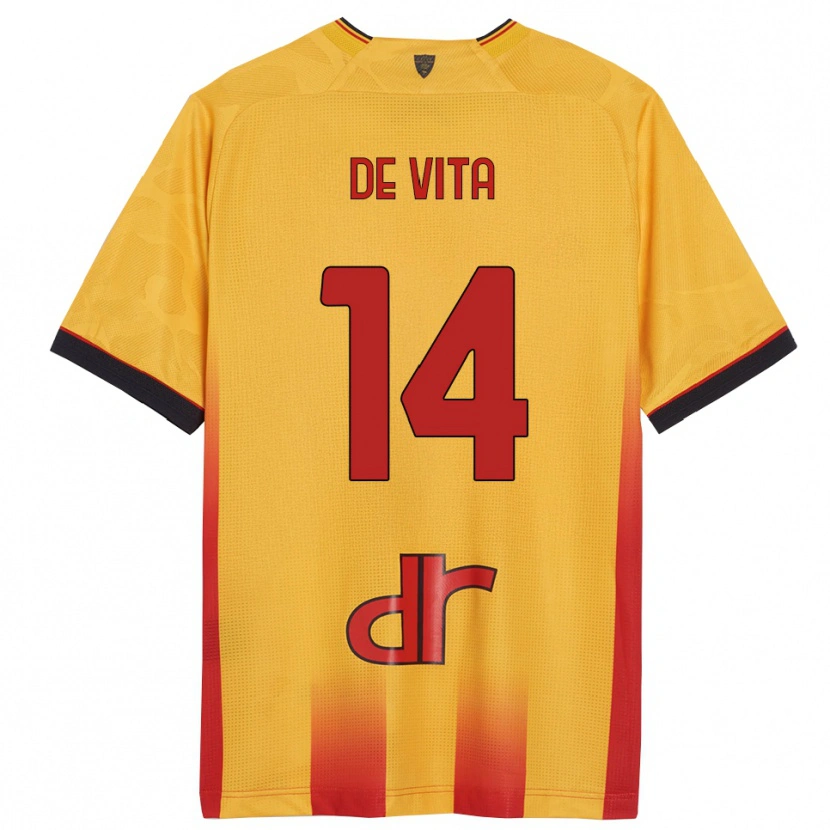Danxen Bambino Maglia Mattia De Vita #14 Giallo Arancione Kit Gara Home 2025/26 Maglietta