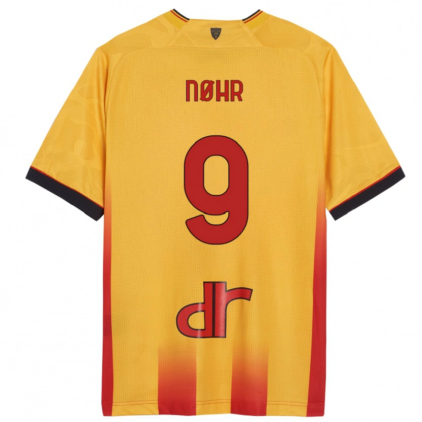 Danxen Bambino Maglia Gustav Nøhr #9 Giallo Arancione Kit Gara Home 2025/26 Maglietta
