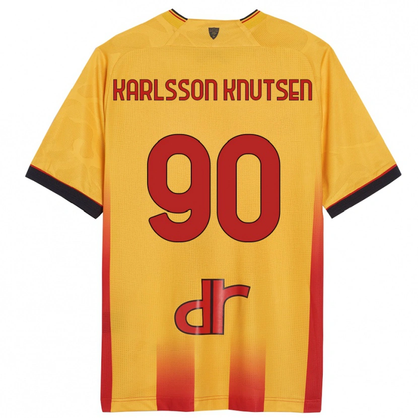 Danxen Bambino Maglia Storm Karlsson Knutsen #90 Giallo Arancione Kit Gara Home 2025/26 Maglietta