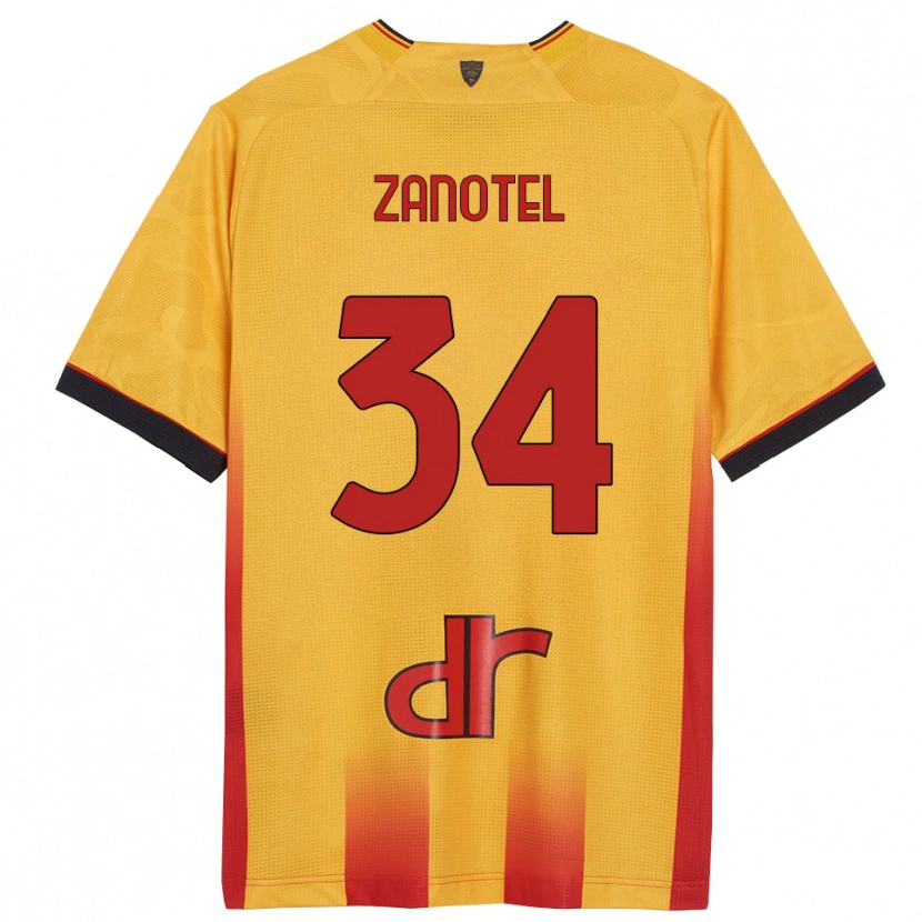Danxen Bambino Maglia Giovanni Zanotel #34 Giallo Arancione Kit Gara Home 2025/26 Maglietta