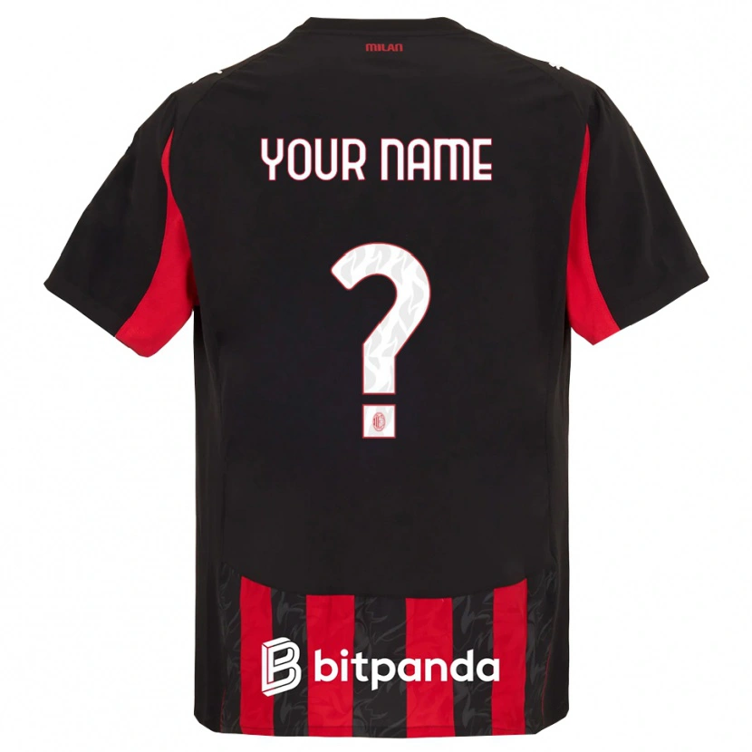 Danxen Bambino Maglia Il Tuo Nome #0 Rosso Nero Kit Gara Home 2025/26 Maglietta