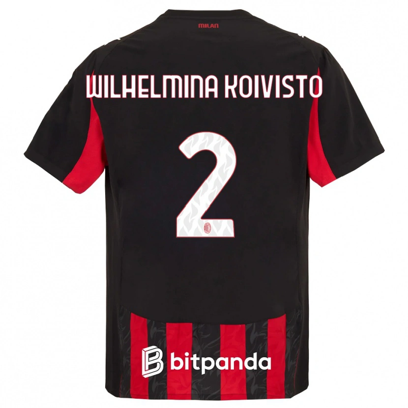 Danxen Bambino Maglia Emma Wilhelmina Koivisto #2 Rosso Nero Kit Gara Home 2025/26 Maglietta