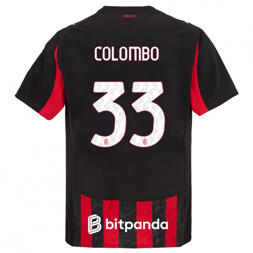Danxen Bambino Maglia Federico Colombo #33 Rosso Nero Kit Gara Home 2025/26 Maglietta