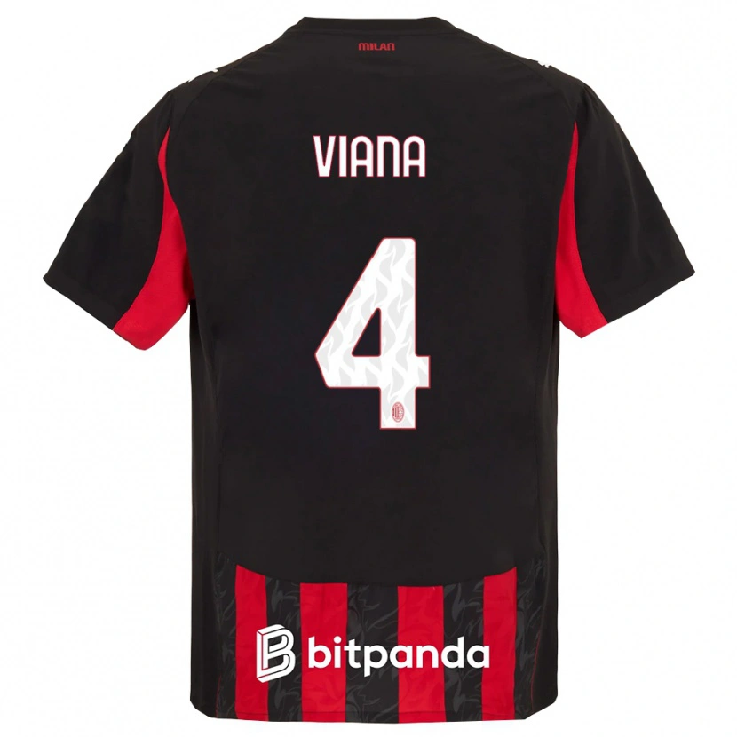 Danxen Bambino Maglia Viana Seedorf #4 Rosso Nero Kit Gara Home 2025/26 Maglietta