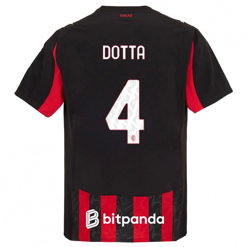 Danxen Bambino Maglia Cristiano Dotta #4 Rosso Nero Kit Gara Home 2025/26 Maglietta