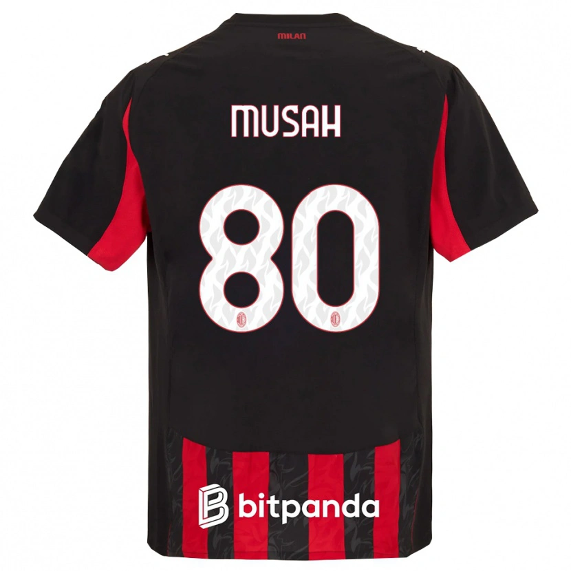 Danxen Bambino Maglia Yunus Musah #80 Rosso Nero Kit Gara Home 2025/26 Maglietta