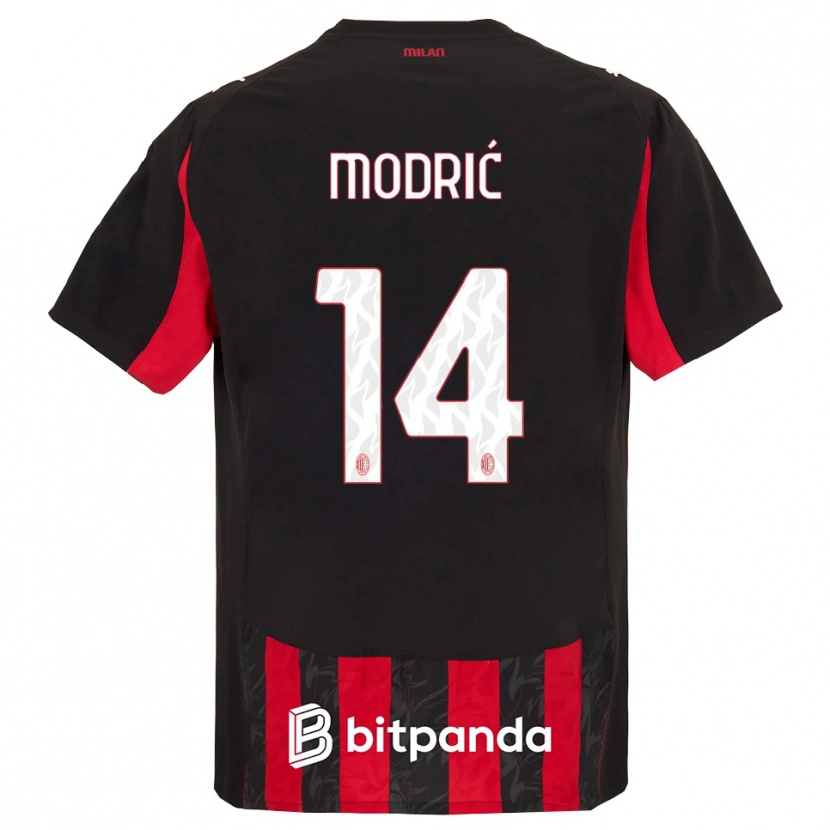 Danxen Bambino Maglia Luka Modrić #14 Rosso Nero Kit Gara Home 2025/26 Maglietta