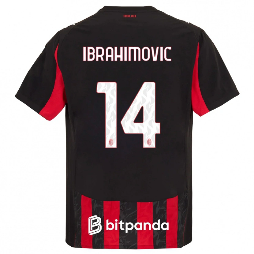 Danxen Bambino Maglia Vincent Ibrahimović #14 Rosso Nero Kit Gara Home 2025/26 Maglietta